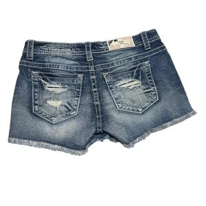 Miss Me Distressed Blue Jean Shorts